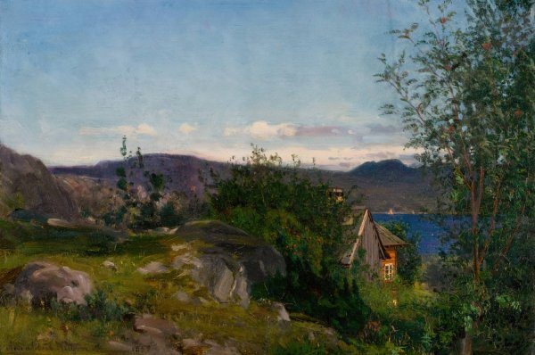 Ved Gjermundshavn, Hardanger  by Amaldus Nielsen - Hand-Painted Oil Painting Reproduction