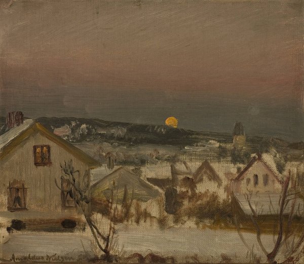 Vinteraften fra ateliervinduet  by Amaldus Nielsen - Hand-Painted Oil Painting Reproduction