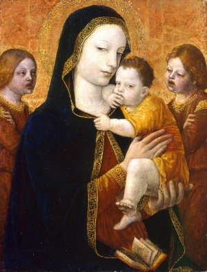 The Virgin and Child with two Angels by Ambrogio Bergognone Oil Painting