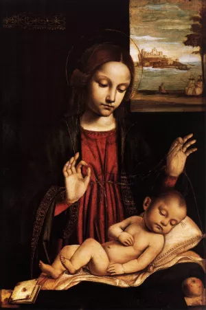 Virgin of the Veil Madonna del Velo by Ambrogio Bergognone - Oil Painting Reproduction