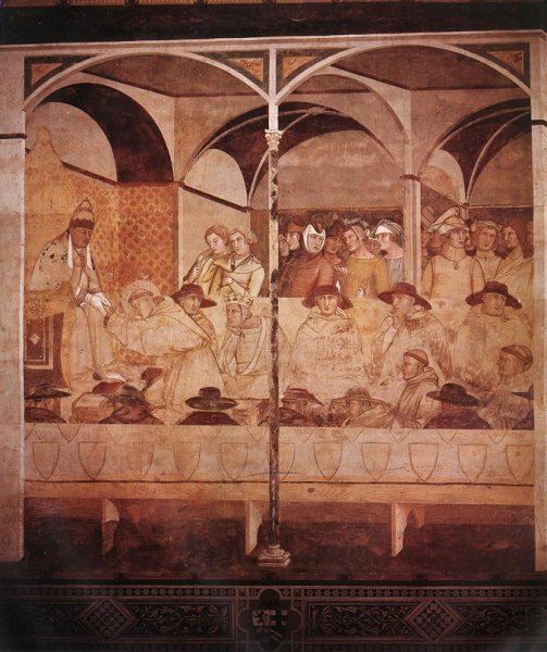 The Oath of St Louis of Toulouse by Ambrogio Lorenzetti - Hand-Painted Oil Painting Reproduction