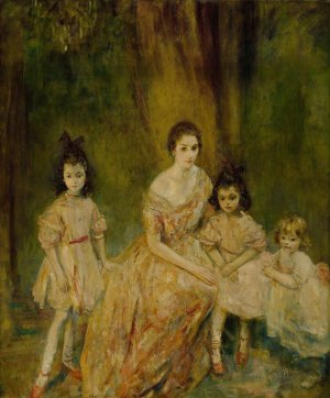 Portrait Of Madame Gandrillas And Her Children, Marie-Rose, Carmen And Juana by Ambrose Mcevoy Oil Painting