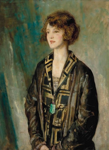 Portrait of Mrs Charles Romer-Williams, wearing a jade pendant by Ambrose Mcevoy - Hand-Painted Oil Painting Reproduction