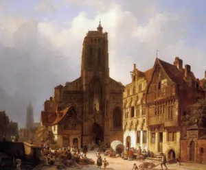 The Market Square in Brunswick by Ambrose Vermerrsch - Oil Painting Reproduction