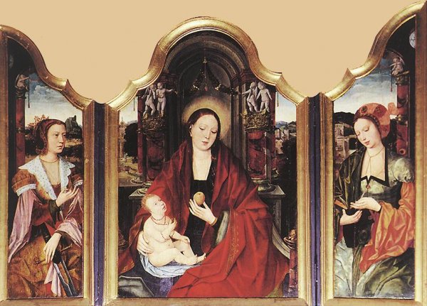 Virgin with the Pear by Ambrosius Benson - Hand-Painted Oil Painting Reproduction