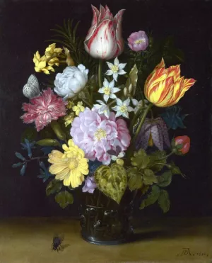 Flowers in a Vase by Ambrosius Bosschaert The Elder - Oil Painting Reproduction