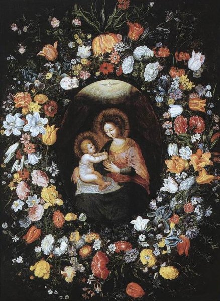 Holy Virgin and Child by Ambrosius Brueghel - Hand-Painted Oil Painting Reproduction