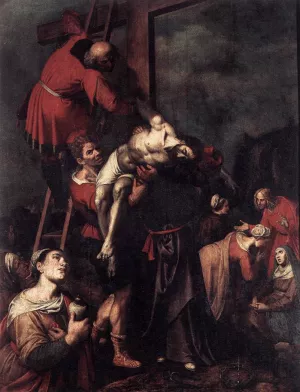 Descent from the Cross by Ambrosius Francken I Oil Painting