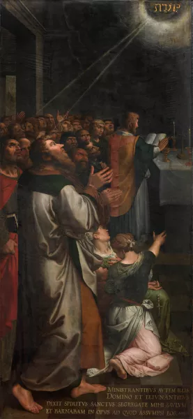 Paul and Barnabas chosen as apostles by the Holy Spirit by Ambrosius Francken I Oil Painting