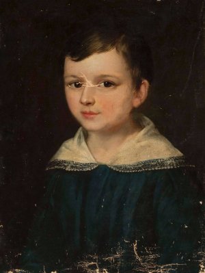 Portrait of Oktawian Szukiewicz as a child by Ambrozy Mieroszewski Oil Painting