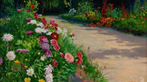 Asters by Ambrozy Sabatowski Oil Painting