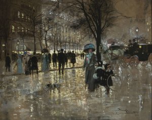 Bonne Nouvelle Boulevard in Paris by Amedee-Julien Marcel-Clement Oil Painting