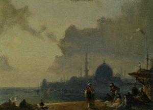 Constantinople au Clair de Lune by Amedee Rosier Oil Painting