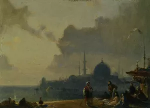Constantinople au Clair de Lune Oil painting by Amedee Rosier