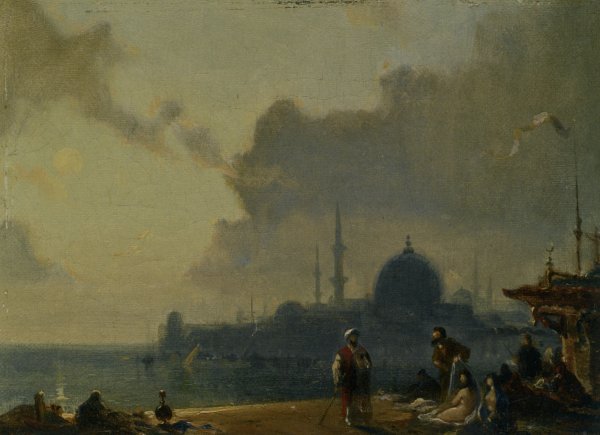 Constantinople au Clair de Lune by Amedee Rosier - Hand-Painted Oil Painting Reproduction