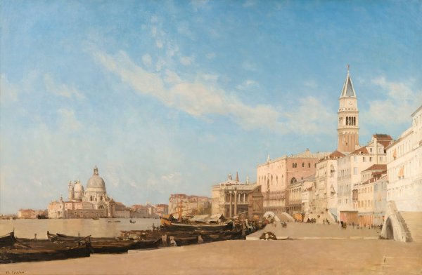 Esclavon banks, Venice by Amedee Rosier - Hand-Painted Oil Painting Reproduction
