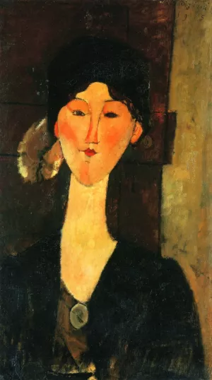 Beatrice Hastings Standing by a Door Oil painting by Amedeo Modigliani