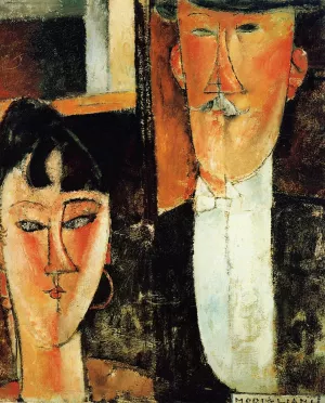 Bride and Groom also known as The Newlyweds Oil painting by Amedeo Modigliani