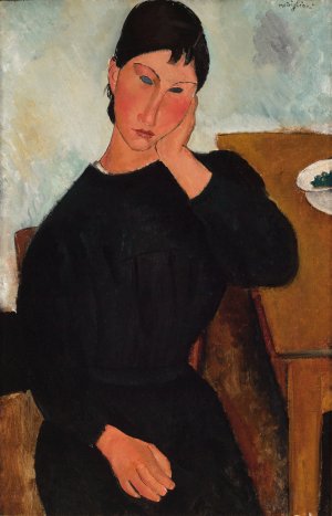 Elvira Resting at a Table by Amedeo Modigliani Oil Painting