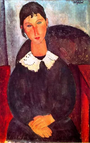 Elvira with White Collar Oil painting by Amedeo Modigliani
