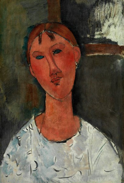 Girl in a White Blouse  by Amedeo Modigliani - Hand-Painted Oil Painting Reproduction
