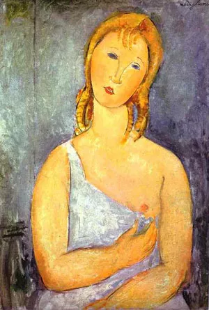 Girl in a White Chemise Oil painting by Amedeo Modigliani