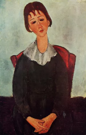 Girl on a Chair also known as Mademoiselle Huguette Oil painting by Amedeo Modigliani
