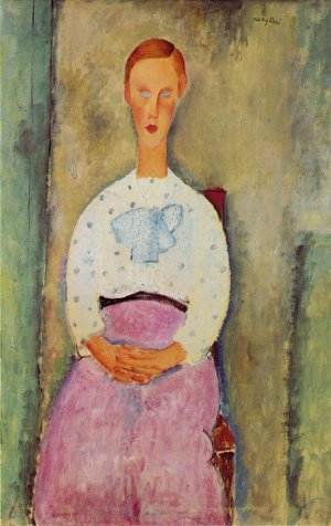 Girl with a Polka-Dot Blouse by Amedeo Modigliani Oil Painting