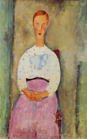 Girl with a Polka-Dot Blouse Oil painting by Amedeo Modigliani