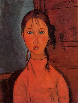 Girl with Braids Oil painting by Amedeo Modigliani