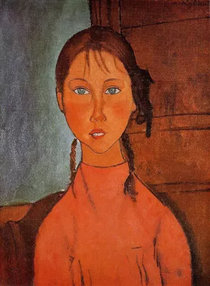 Girl with Pigtails Oil painting by Amedeo Modigliani