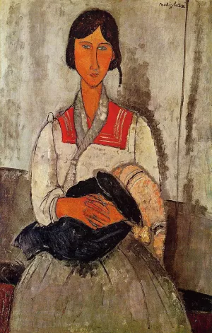 Gypsy Woman with Baby by Amedeo Modigliani - Oil Painting Reproduction