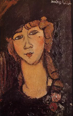 Head of a Woman in a Hat also known as Lolotte Oil painting by Amedeo Modigliani