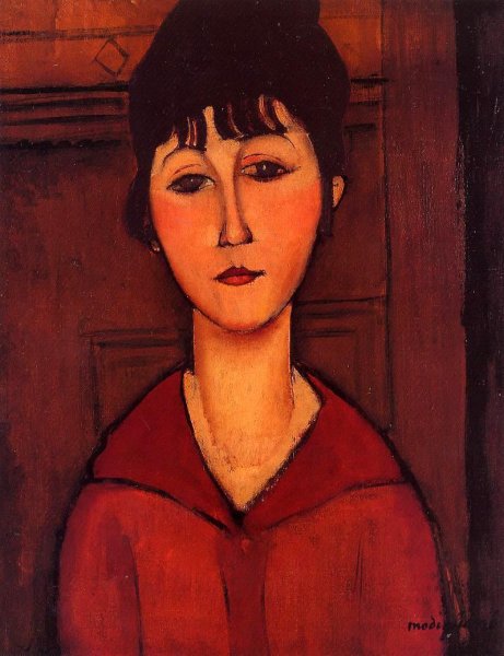 Main Product Photo of Head of a Young Girl Painting by Amedeo Modigliani