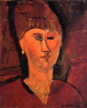 Head of Red-Haired Woman by Amedeo Modigliani - Oil Painting Reproduction