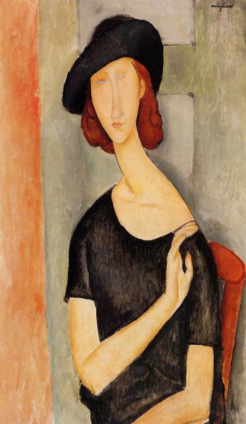 Main Product Photo of Jeanne Hebuterne in a Hat Painting by Amedeo Modigliani