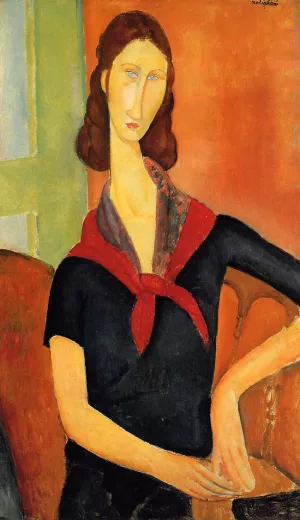 Jeanne Hebuterne in a Scarf by Amedeo Modigliani - Oil Painting Reproduction