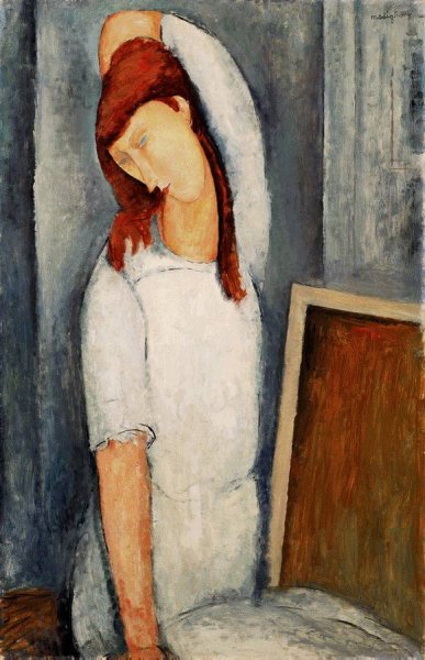 Jeanne Hebuterne, Left Arm Behind Her Head by Amedeo Modigliani - Hand-Painted Oil Painting Reproduction