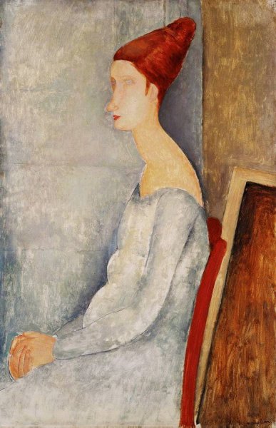 Main Product Photo of Jeanne Hebuterne Seated in Profile Painting by Amedeo Modigliani