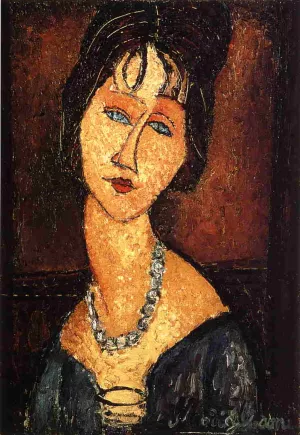 Jeanne Hebuterne with Necklace painting by Amedeo Modigliani