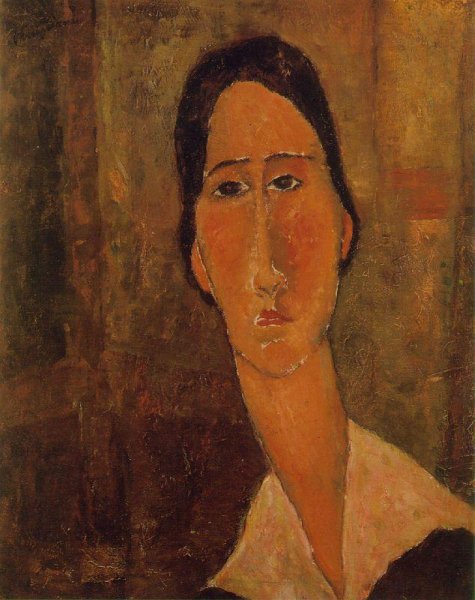 Main Product Photo of Jeanne Hebuterne with White Collar Painting by Amedeo Modigliani