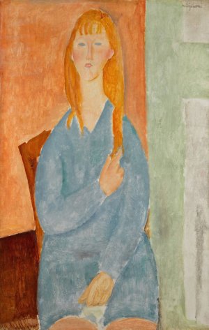Jeune fille assise, les cheveux denoues by Amedeo Modigliani Oil Painting