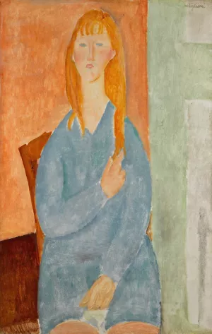 Jeune fille assise, les cheveux denoues by Amedeo Modigliani Oil Painting