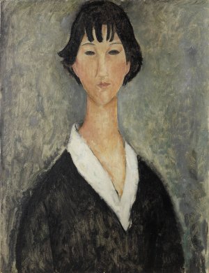 Jeune Fille Aux Cheveux Noirs by Amedeo Modigliani Oil Painting