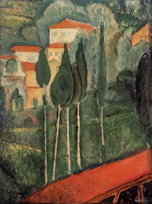 Landscape, Southern France Oil painting by Amedeo Modigliani