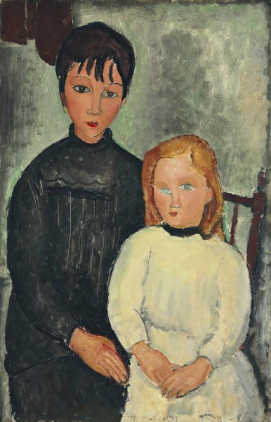 Les deux filles  by Amedeo Modigliani - Hand-Painted Oil Painting Reproduction