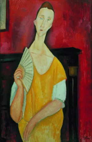 Lunia Czechowska also known as La Femme a Leventail Oil painting by Amedeo Modigliani