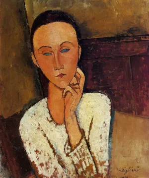 Lunia Czechowska, Left Hand on Her Cheek by Amedeo Modigliani - Oil Painting Reproduction