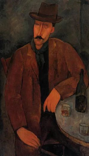 Man with a Glass of Wine Oil painting by Amedeo Modigliani