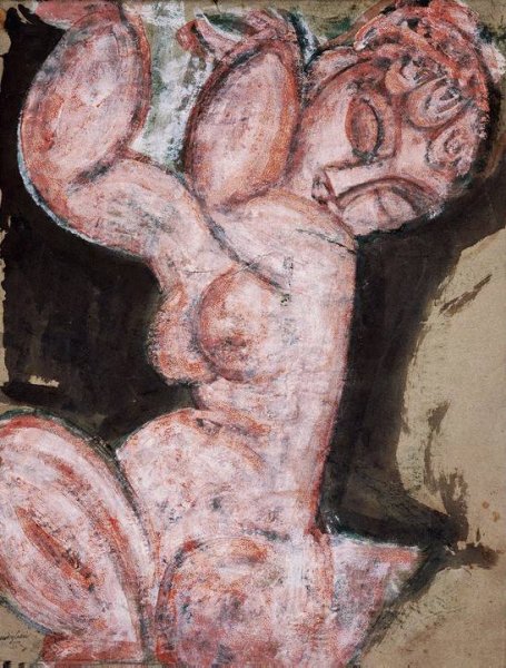 Main Product Photo of Nude - Caryatid Painting by Amedeo Modigliani